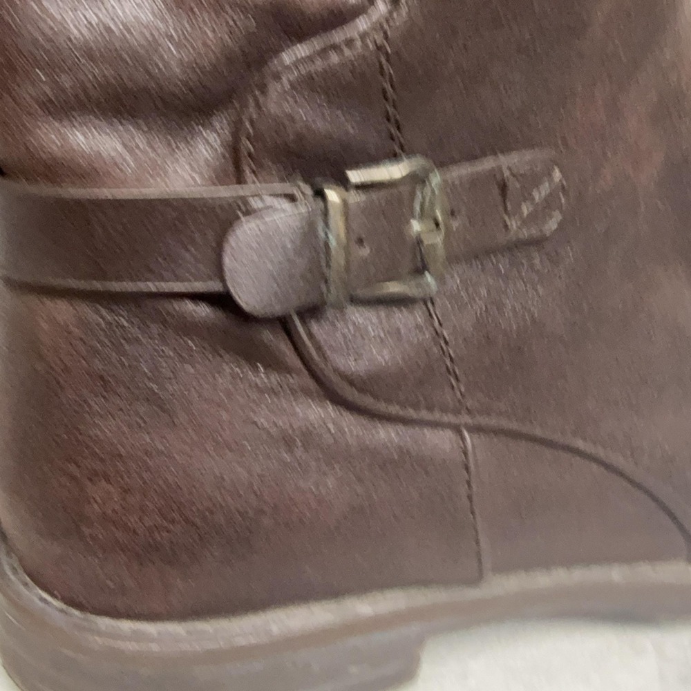 Baretraps Caine Boots Womens Size 7.5 Brown Faux Leather Ankle Buckle Zip - Picture 3 of 10